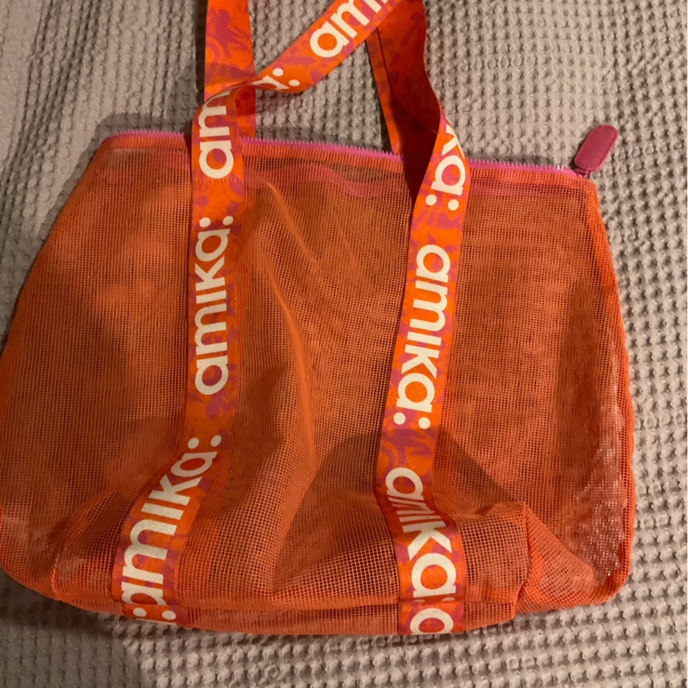 Amika Vibrant Orange Mesh Tote